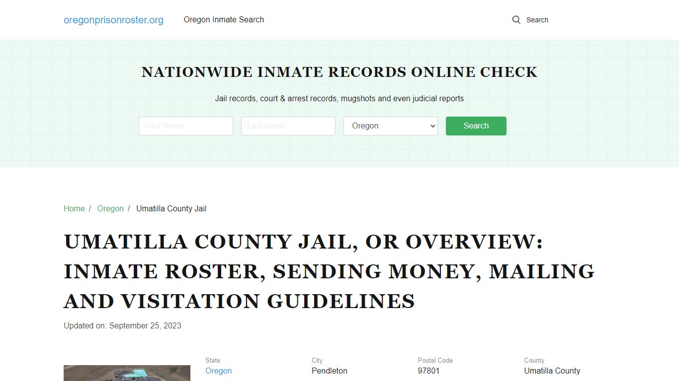 Umatilla County Jail, OR: Offender Search, Visitation & Contact Info